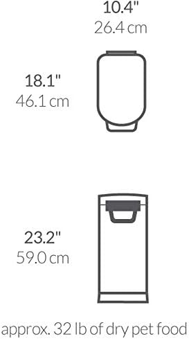 simplehuman 25 Liter, 27 lb / 12.2 kg Medium Pet Food Storage Container for Dog Food, Cat Food, and Bird Feed, Alloy Steel, Matte Black