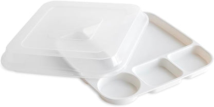 Nordic Ware Divided Meal Tray with Lid, White, Microwave Safe Polypropylene