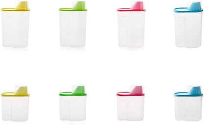Wakauto Clear Cereal Container with Pour Spout and Measuring Cup Airtight Watertight Food Storage Container for Rice Grain Oatmeal Sugar Nuts Beans 8.26 X 6.29 X 3.14 in