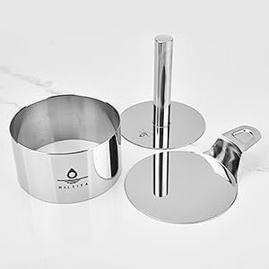 8 Pcs Cake Ring Molds, Seamless Stainless Steel Cake Cutter For Baking, 3 inch Cooking Rings with Pusher & Lifter, Dessert Mousse Molds Baking Tools, Includes 1 Pusher, 1 Lifter and 6 Rings