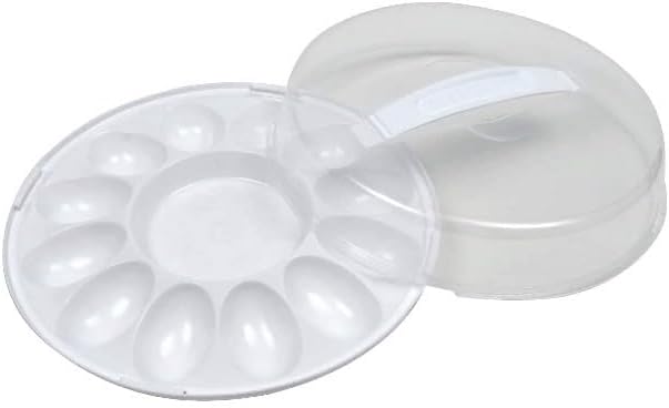 Deviled Egg Carrier Tray with Clear Twist-On Lid, Grooved Line-Up Design, Reusable Lightweight Plastic Container, Freezer Safe, for Parties and Gatherings
