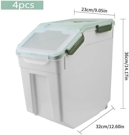 Large Flour Storage Container Bin 25lb, 2Pack Airtight Rice Storage Containers with Measuring Cup&Scoop, BPA Free with Wheels Seal Locking Lid for Flour, Rice, Grain (50LBS Total, Blue)