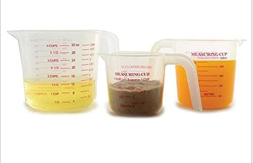 MIZORLIE Plastic Measuring Cup Sets, 250ml, 500ml &1000ml (3PCS）