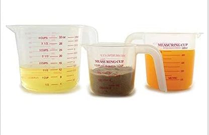 MIZORLIE Plastic Measuring Cup Sets, 250ml, 500ml &1000ml (3PCS）