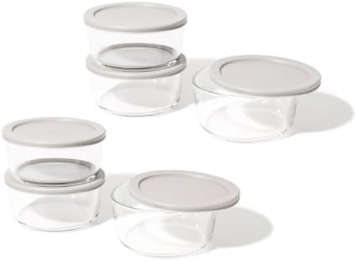 6-Piece Glass Food Storage Containers Set (3 Containers + 3 BPA-Free Lids) | 2-Cup, Leakproof | Microwave, Freezer, Oven & Dishwasher Safe | Ideal for Meal Prep & Pantry Organization, Pistachio