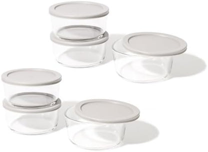 6-Piece Glass Food Storage Containers Set (3 Containers + 3 BPA-Free Lids) | 2-Cup, Leakproof | Microwave, Freezer, Oven & Dishwasher Safe | Ideal for Meal Prep & Pantry Organization, Pistachio