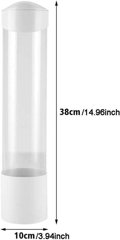 Cup Dispenser Wall Mounted Plastic Water Dispenser Disposable Cup Holder Rack, Paste or Screw Plate Mountable for Paper Cups Halloween Party Supplies(L, White)