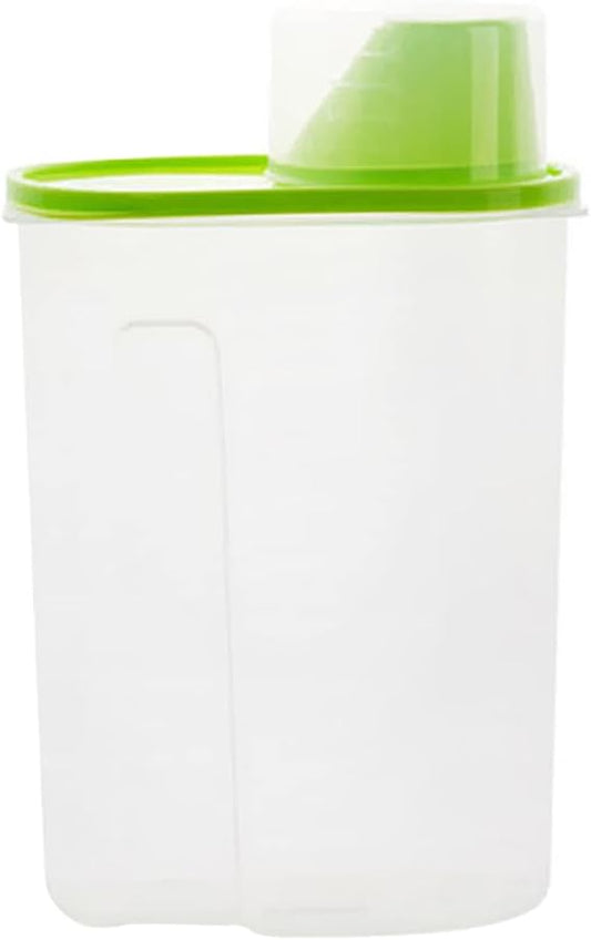 SOLUSTRE Large Green Airtight Grain Storage Container with Pour Spout and Measuring Cup Clear Plastic for Rice Beans Cereal Oatmeal Sugar Nuts Dampproof Kitchen Organizer
