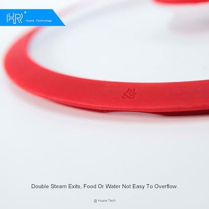 HR Huare Technology Vented Tempered Glass Cookware Lid Red 1 Pack