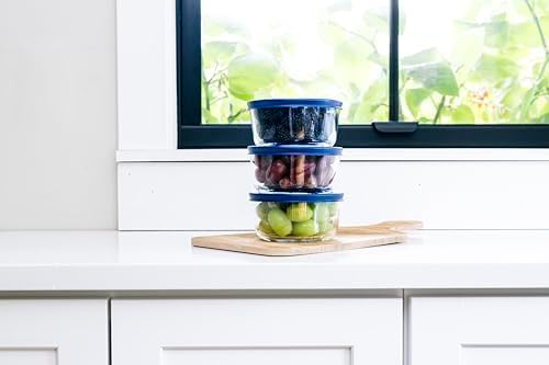 6-Piece Glass Food Storage Containers Set (3 Containers + 3 BPA-Free Lids) | 2-Cup, Leakproof | Microwave, Freezer, Oven & Dishwasher Safe | Ideal for Meal Prep & Pantry Organization, Pistachio