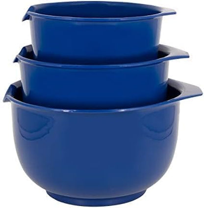 Glad Mixing Bowls with Pour Spout, Set of 4 - Nesting Plastic Bowls (1.2qt, 1.9qt, 2.8qt, and 3qt with Handle) - Non Slip Base, Dishwasher Safe Kitchen Cooking and Baking Supplies, Green