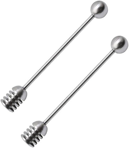 NiceGo Honey Dipper. Premium 304 Stainless Steel Honey Dipper Set, 6.3 Inch Kitchen Stirrer, 2 Pack Deep-Groove Honeycomb Sticks for Syrup, Molasses, and Sauces, Dishwasher Safe. 2 PCS in One Box.