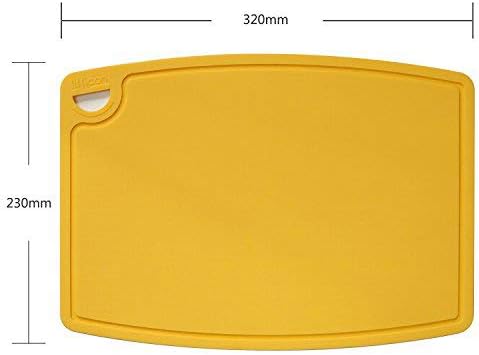 Liflicon Thick Cutting Boards for Kitchen Silicone Chopping Board Set of 2 Mid 12.6'' x 9.1”,Mini 9.1”x7.1” Non-slip Deep Drip Juice Groove Easy Grip Handle,Dishwasher Safe-Red
