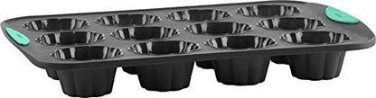 Trudeau Structure Silicone Muffin Pan – 12 Cup, Flexible Silicone with Hard Lining to Hold Shape, Non-Stick, BPA-Free, Dishwasher Safe, Heat Resistant to 428°F – Grey/Mint
