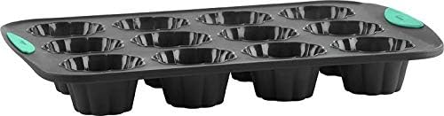 Trudeau Structure Silicone Muffin Pan – 12 Cup, Flexible Silicone with Hard Lining to Hold Shape, Non-Stick, BPA-Free, Dishwasher Safe, Heat Resistant to 428°F – Grey/Mint