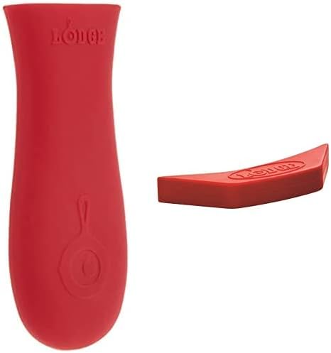 Lodge Silicone Hot Cast Iron Skillet Handle Holder, 5-5/8" L x 2", Red & ASAHH41 Silicone Assist Handle Holder, Red, 5.5" x 2"