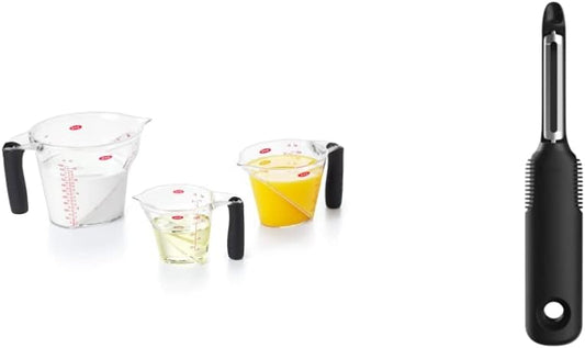 OXO Good Grips 3-Piece Angled Measuring Cup Set (Black) and Swivel Vegetable Peeler