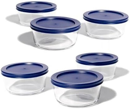6-Piece Glass Food Storage Containers Set (3 Containers + 3 BPA-Free Lids) | 2-Cup, Leakproof | Microwave, Freezer, Oven & Dishwasher Safe | Ideal for Meal Prep & Pantry Organization, Pistachio