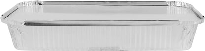 PARTY BARGAINS 4 lb Aluminum Pans with Board Lids, 50 Pack – 12 x 8 in Disposable Foil Roasting & Steam Table Pans for Catering, Takeout, Meal Prep, Oven Safe up to 240°C