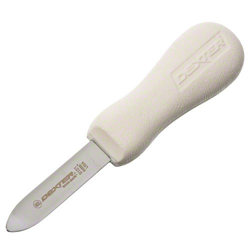 Dexter Russell S121 Sani-Safe (10843) Oyster Knife, 2-3/4", New Haven pattern, DEXSTEEL stain-free, high-carbon steel, non-slip, textured, polypropylene white handle, NSF Certified‍‌‌‌‌‍‌