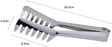 HornTide Stainless Steel Pasta Tongs, Pack of 2 Piece, Teethed Ends Design for Spaghetti Noodle Pastry, Kitchen Serving Tong Set 8-inch 20cm