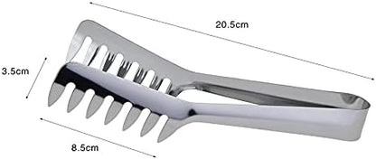 HornTide Stainless Steel Pasta Tongs, Pack of 2 Piece, Teethed Ends Design for Spaghetti Noodle Pastry, Kitchen Serving Tong Set 8-inch 20cm