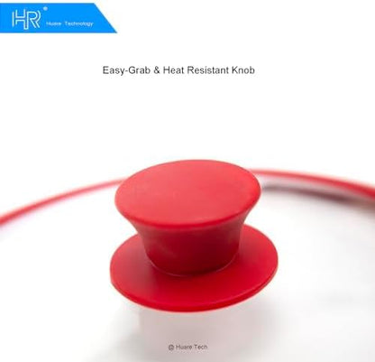 HR Huare Technology Vented Tempered Glass Cookware Lid Red 1 Pack