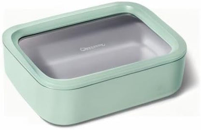 Caraway Glass Food Storage - 4.4 Cup Glass Container - Ceramic Coated - Easy to Store, Non Toxic, Non Stick Lunch Box Container with Lids - Dishwasher, Oven, & Microwave Safe - Mist