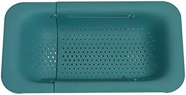 NIWWIN Collapsible Kitchen Colander Strainer, Expandable Over the Sink Colander for Kitchen, Adjustable Silicone Portable Sink Strainer, Foldable Wash Fruits Vegetables Noodle Basket (Green)