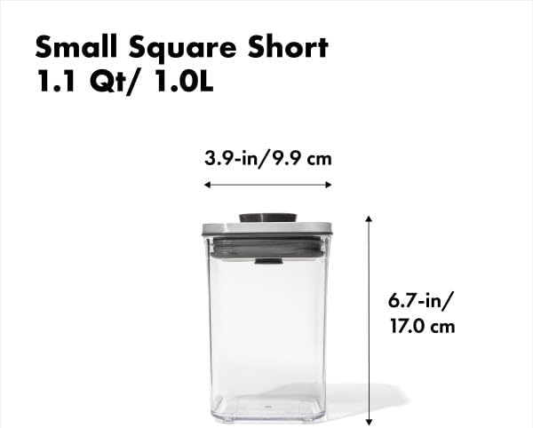 OXO Steel POP Container Big Medium Square - 4.4 Qt for Flour, Sugar and More,Grey