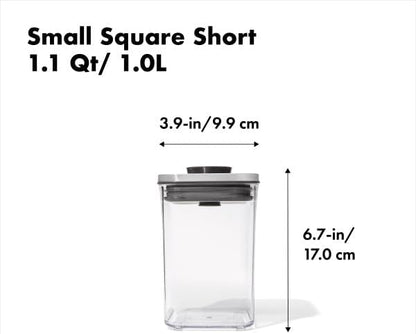 OXO Steel POP Container Big Medium Square - 4.4 Qt for Flour, Sugar and More,Grey