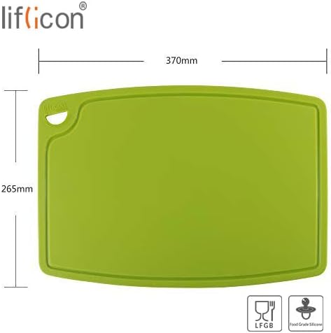 Liflicon Thick Cutting Boards for Kitchen Silicone Chopping Board Set of 2 Mid 12.6'' x 9.1”,Mini 9.1”x7.1” Non-slip Deep Drip Juice Groove Easy Grip Handle,Dishwasher Safe-Red