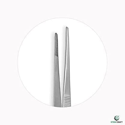 Kitchen Tweezers Stainless Steel food Tongs for Cooking Tongs with Precision Serrated Tips Medical tweezers(10 Inch Straight)