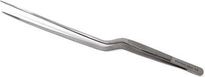 Stainless Steel Offset Chef Kitchen Tweezers for Preparing, Sea Food, BBQ, Decorating Plates & Cakes, Pastries, Kernels of Corn, Pine Nuts Garnishing, Placing & Picking Objects (8 Inch)