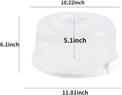 10 Inch Portable Cake Stand Carrier Holder with Lid and Handle Round Cake Storage Containers Cupcake Plastic Cake Cover Holder for Transport Red