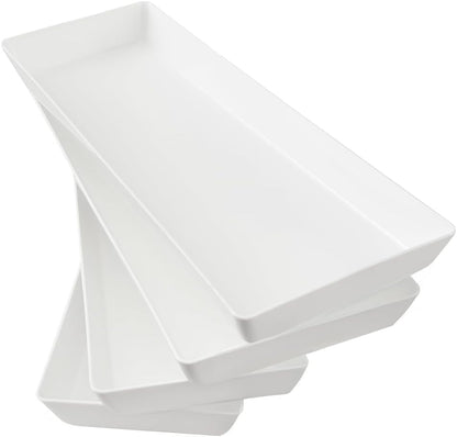 US Acrylic Coastal Plastic Serving Trays (Set of 4) 15” x 10” | Large Unbreakable Reusable Rectangular Party Platters | Serve Appetizers, Fruit, Veggies, & Desserts | BPA-Free & Made in USA