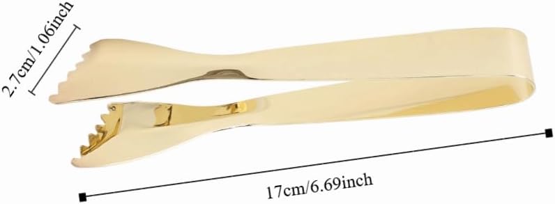 Thickened Stainless Steel Ice Tongs – Non-Slip Grip Buffet Clip Food Tweezers for Home Kitchen Coffee Bar Use, Golden Sugar Cube Tweezers