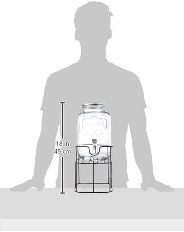 Circleware Sun Tea Mini Mason Jar Glass Beverage Dispenser with Lid, Glassware For Water, Juice, Beer, Wine, Liquor, Kombucha Iced Punch & Cold Drinks, Classic Yorkshire 1 Gallon with Stand