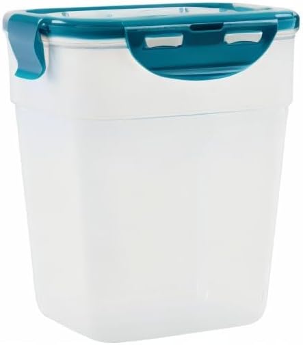 Rachael Ray Leak-Proof Nestable Container Food Storage Bin Set, 10-Piece, Clear with Teal Lids