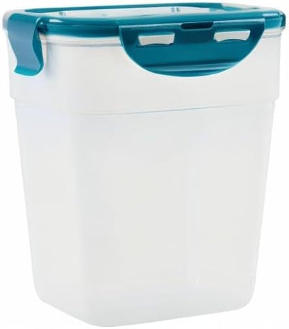 Rachael Ray Leak-Proof Nestable Container Food Storage Bin Set, 10-Piece, Clear with Teal Lids