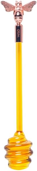Premium Glass Honey Dipper with Ergonomic Handle - Shatter-Resistant, Easy to Clean, Decorative & Functional Kitchen Accessory (Pink)