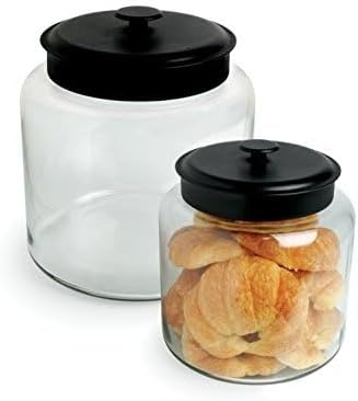 Anchor Hocking FBA_COMIN18JU056847 3-Piece Montana Jar Set, Multi (Set of 3), Black Metal