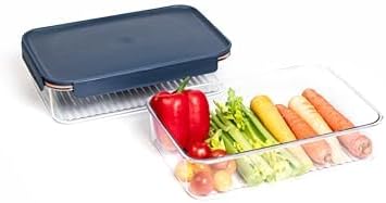 LocknLock LBF404RS5N Bisfree Modular Plus Food Storage Containers for Lunch, Meal Prep, Stackable, BPA-Free, Leakproof, Microwave, Dishwasher, Freezer-Safe, 10 Pieces, 5 Boxes and 5 Lids, Navy, 910ml