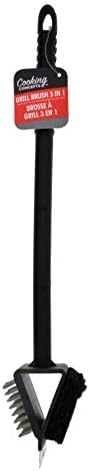 Cooking Concepts LC Wire Grill Cleaners, 12x6x1 in and 3-in-1 Grill Brushes, 18 in. Set (1) BBQ Grill Brush Stainless Steel 18" Barbecue Cleaning Brush w/Wire Bristles & Soft Comfortable Handle - Per