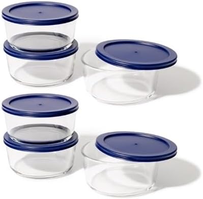 6-Piece Glass Food Storage Containers Set (3 Containers + 3 BPA-Free Lids) | 2-Cup, Leakproof | Microwave, Freezer, Oven & Dishwasher Safe | Ideal for Meal Prep & Pantry Organization, Pistachio