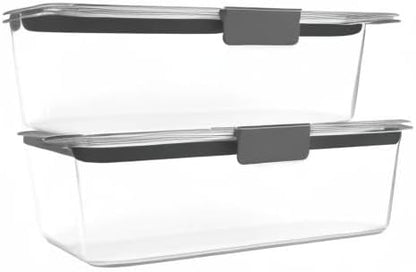 Rubbermaid Brilliance Meal Prep Containers, 2-Compartment Food Storage Containers, 2.85 Cup, 5-Pack, BPA-Free, Clear/Grey