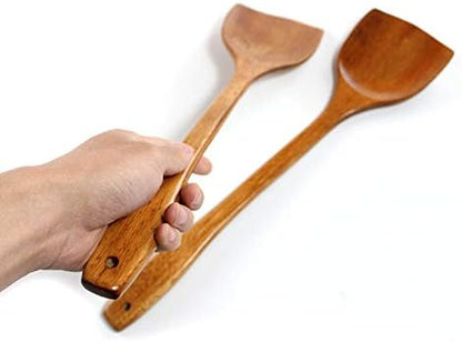 Linwnil Wooden Spatula for Cooking Nonstick, Kitchen Wok Spatula Utensil Set,15" Wooden Turner Serving Tool for High Heat Stirring in Nonstick Pans