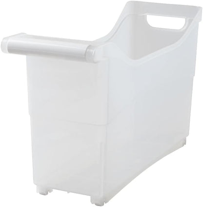 Storage Bin with Handle and Rolling Wheels for Kitchen Organization Plastic - Black