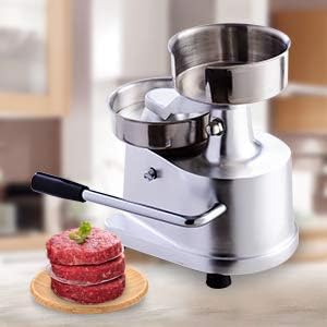 Zica 5 inches/130mm Sliver Commercial Hamburger Press Patty Maker Heavy Duty Meat Forming Processor, Stainless Steel Bowl, Includes 500 Pcs Patty Papers