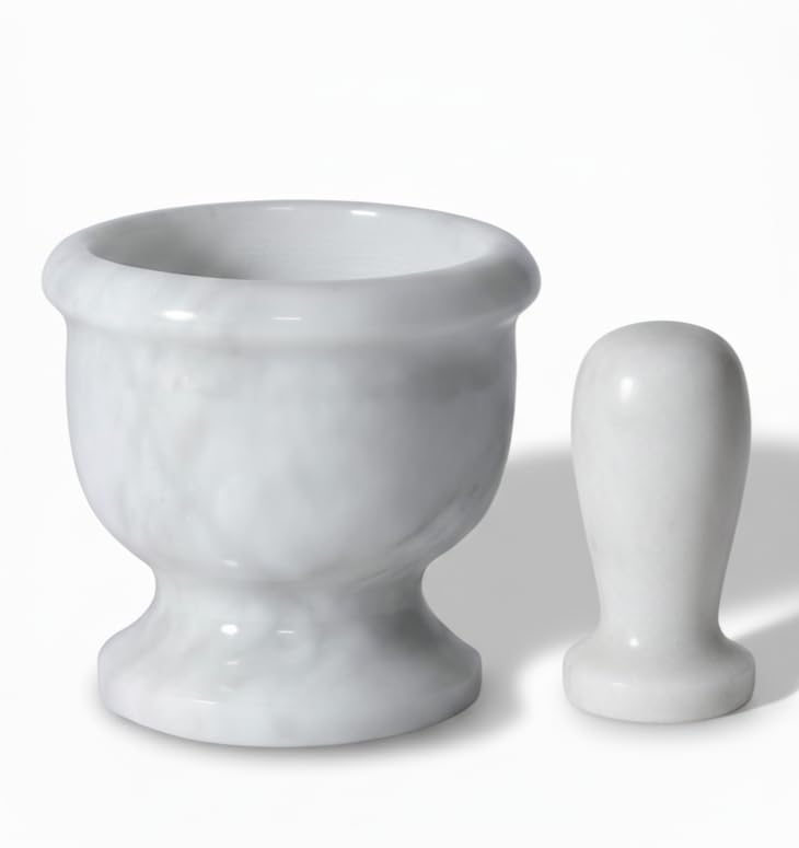 Mortar and Pestle Set – Large Stone Grinder with Polished Bowl & Non-Slip Base | Elegant Onyx Marble Kitchen Tool for Spices, Herbs & Guacamole